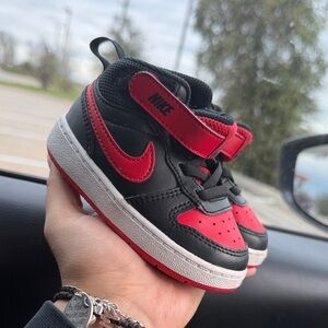 Nike Kids Black and Red High-Top Sneakers